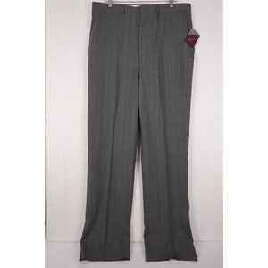 Haggar Imperial Grey Plaid Pleated Pants Wool Made in USA Big & Tall 38x36 NWT